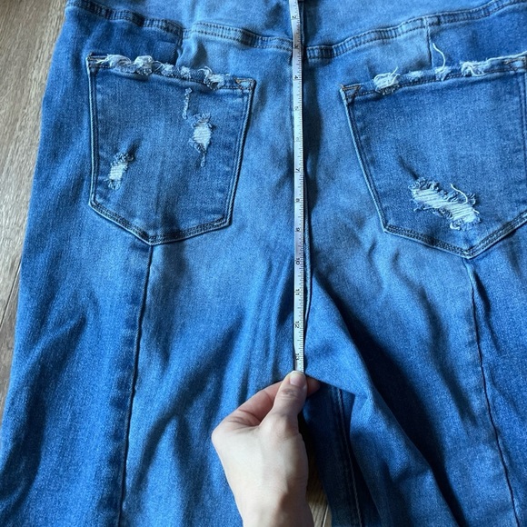 Flying Monkey Denim Jeans Women's 30 Blue Wide Cropped Ankle Distressed Casual - Picture 8 of 9